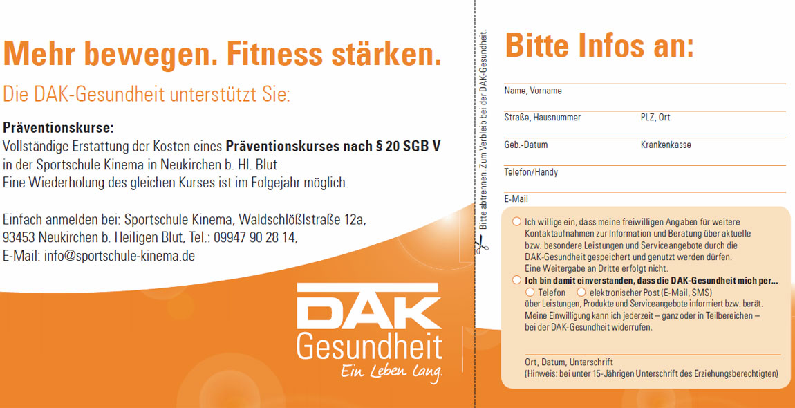 Informationsbroschüre der DAK zu Präventionskursen