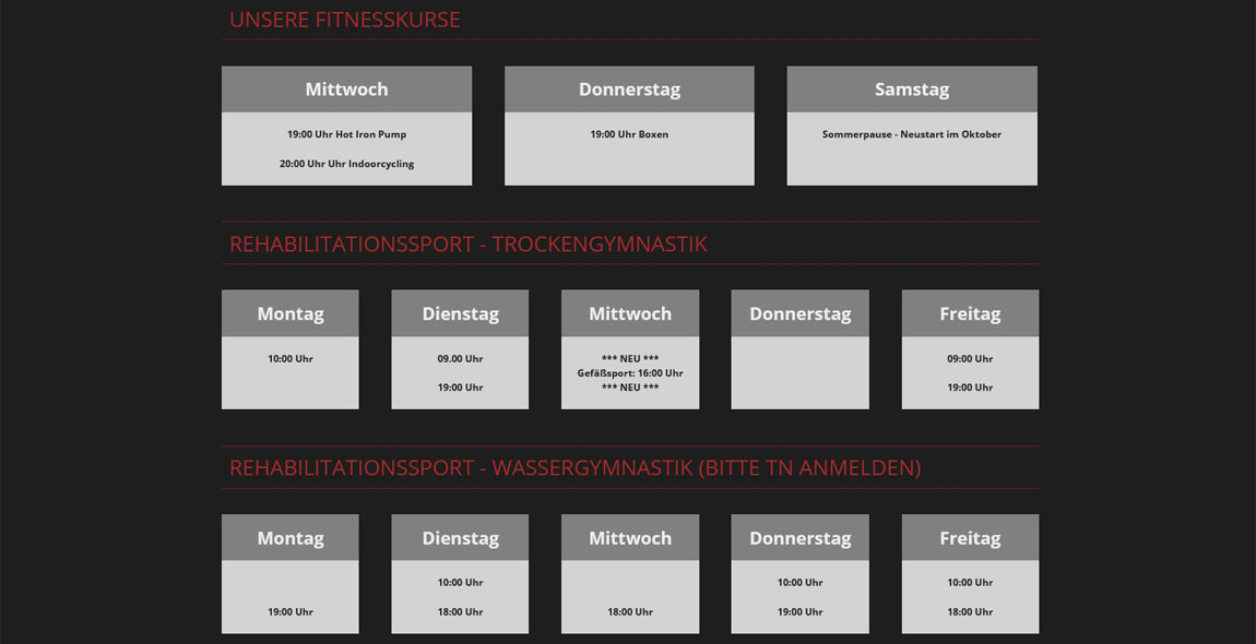 Neu: Gefäßsport in der Sportschule KINEMA