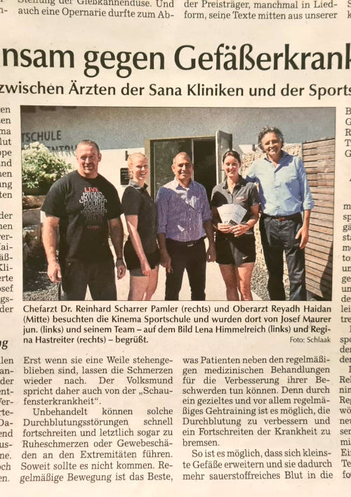 Kooperation zwischen Ärzten und der Sportschule KINEMA